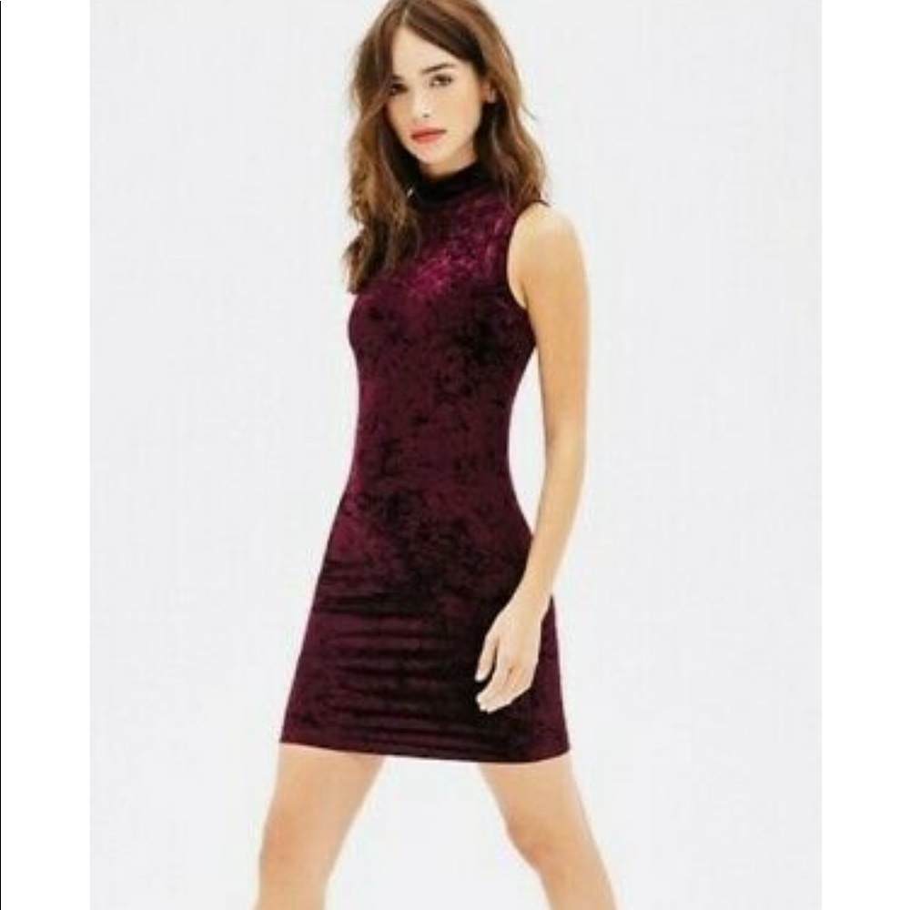 Crushed Velvet High Neck Dress
